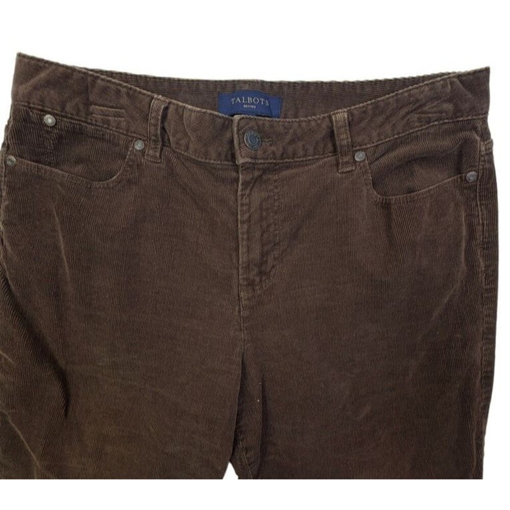 Talbots Petites Heritage Brown Corduroy Straight Leg Pants 12P Fall Preppy - Picture 4 of 16